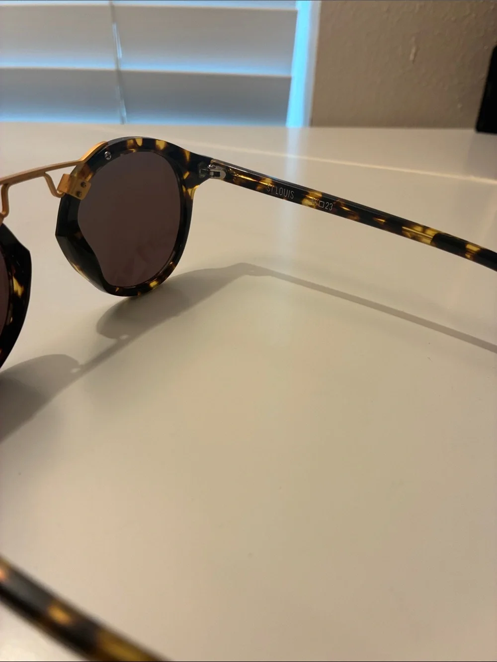KREWE St. Louis Tortoiseshell Frame Sunglasses with Blue Mirrored Lenses